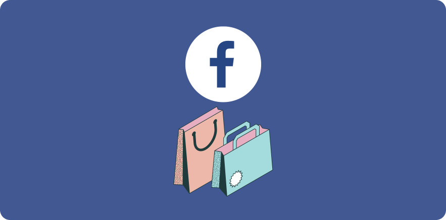 Image principale de l'article : logo Facebook avec sacs de courses